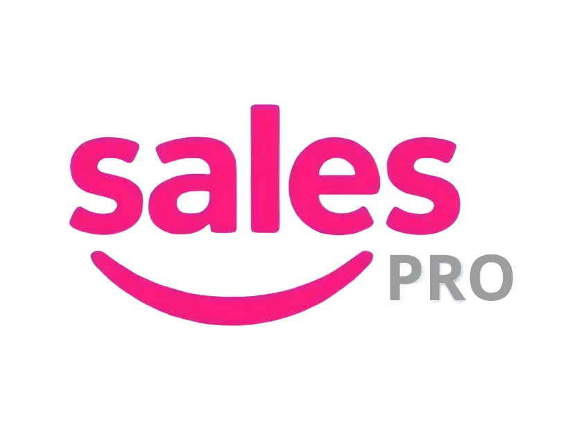 logotipo-salespro-reclutamiento-ventas-outsourcing Logotipo oficial de SalesPro en tipografía cursiva fluida de color rosado brillante con una flecha ascendente integrada, al lado de la palabra Pro en letras sans-serif gris, para el carrusel de clientes de Blueshot.
